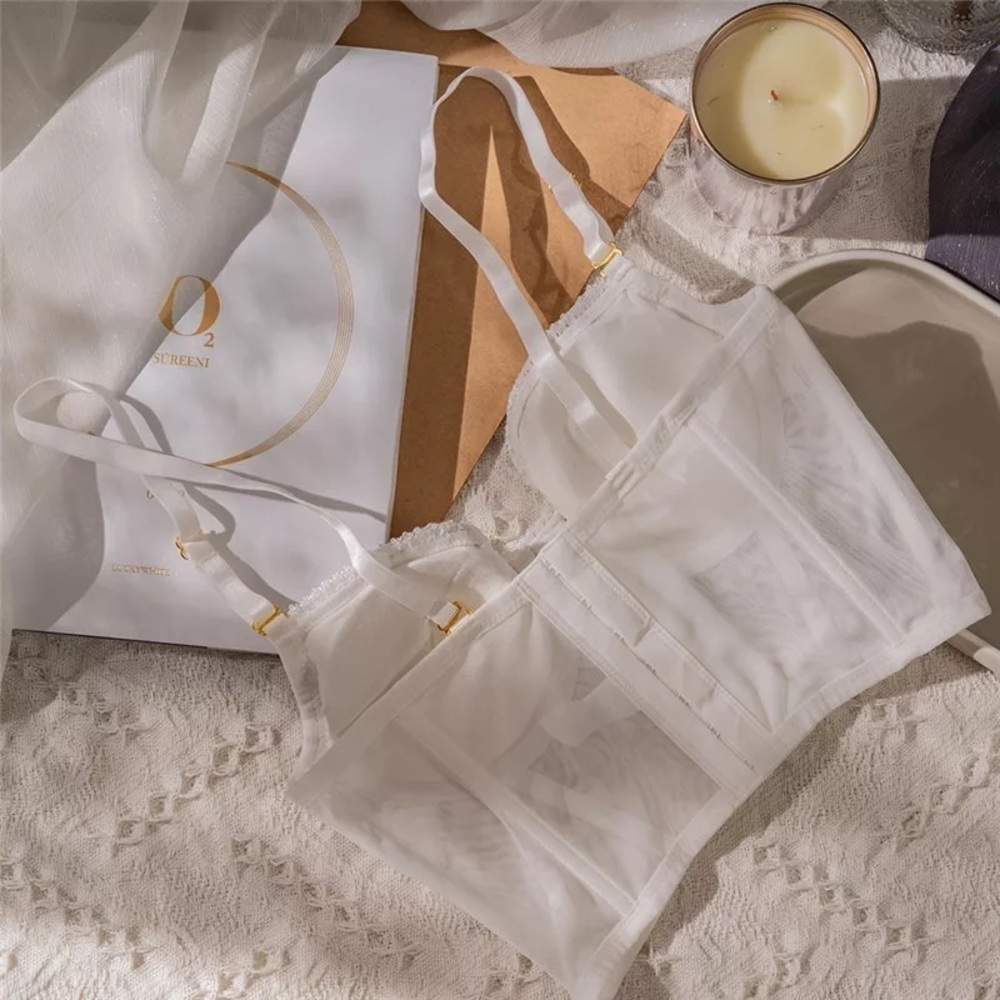 COPY - White & Gold Embroidered Corset Bra - Picture 5 of 7